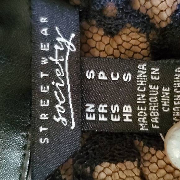 Streetwear Society Black Vegan Leather Lace Zipper Goth Rocker Cropped J… - Picture 8 of 15